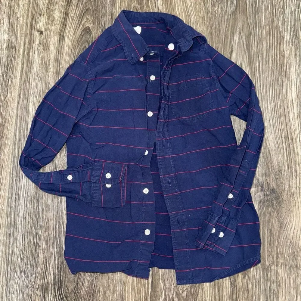Crew Cuts Blue & maroon striped size 8 button up